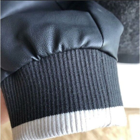 Men’s Varsity Bomber Jacket Wool Blend Dark Gray/Black Size Small Retro - Picture 5 of 11